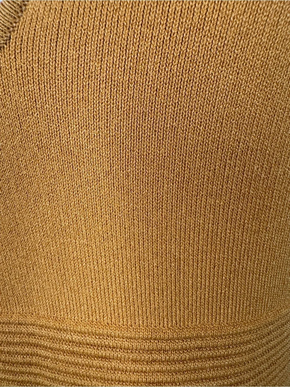 Michael Kors Mustard V-Neck Ribbed Midi Knit Dress Large